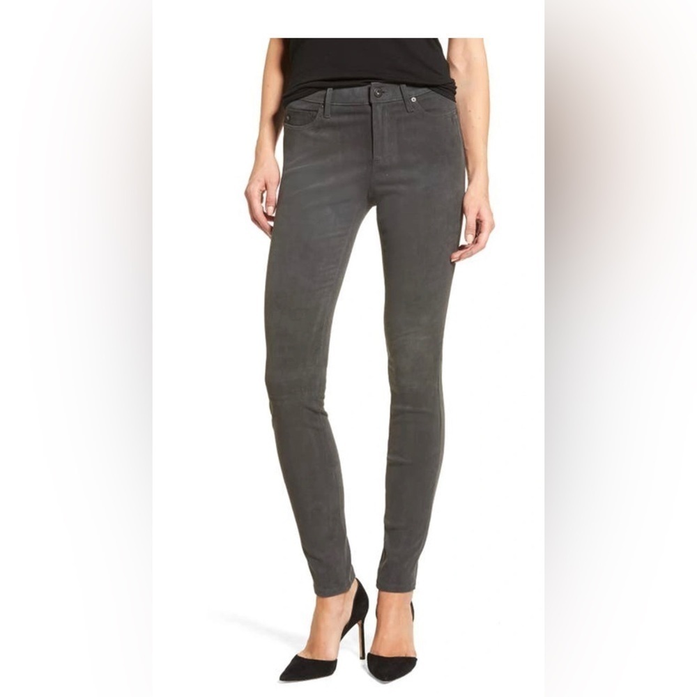 AG NUBUCK LAMB LEATHER SUEDE THE LEGGING SUPER SKINNY pants gray 24 NEW